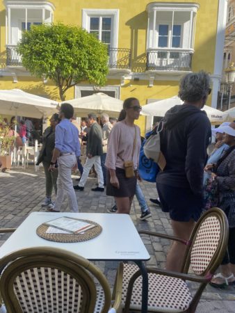 The busy streets of Tarifa featuring Juan Manuel: President of Andalusia